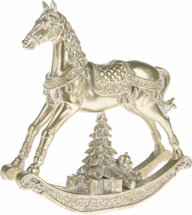 Vánoční dekorace Vintage bronze houpací koník