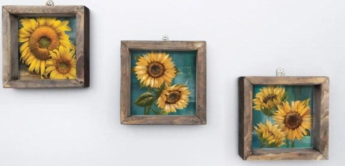 Sada nástěnných obrazů Sunflowers 15x15 cm